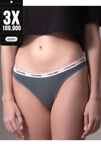 Pantie Gris Tipo Tanga - Modern Logo Calvin Klein