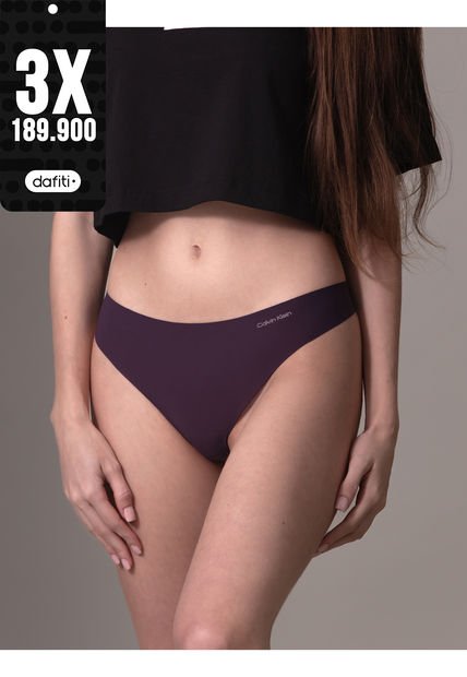 Tanga Morado Invisible Con Logo En El Lateral Calvin Klein