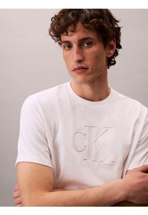 Camiseta Blanca Con Monograma Calvin Klein