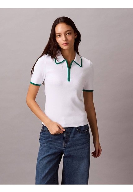 Polo Blanco Con Detalles En Contraste Calvin Klein