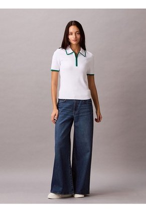 Polo Blanco Con Detalles En Contraste Calvin Klein
