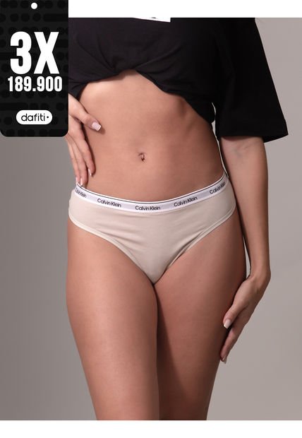 Pantie Beige Tipo Brazilian - Modern Logo Calvin Klein