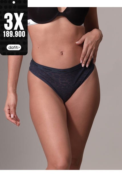 Panty Negro Brasileña De Encaje - Modern Logo Lace Calvin Klein