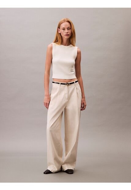 Saco Gris Tejido Sin Mangas Con Cuello Redondo De Canalé Suave Calvin Klein