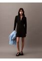 Vestido Negro De Neopreno De Manga Larga Con Cuello Con Cremallera Calvin Klein de Calvin Klein