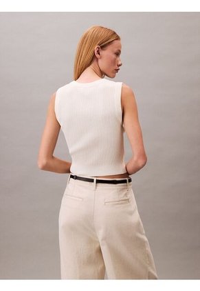 Saco Blanco Tejido Sin Mangas Con Cuello Redondo Calvin Klein