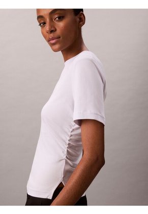 Camiseta Blanca De Manga Corta Con Logo Estampado Manuscrito Calvin Klein