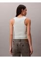 Camiseta Verde De Tirantes Acanalada Con Etiqueta De Monograma Calvin Klein de Calvin Klein