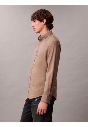 Camisa Chocolate Oxford Clásica De Manga Larga Calvin Klein