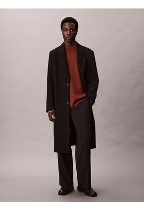 Saco Café De Tejido Boxy En Punto Técnico Con Cuello Semi Alto Calvin Klein