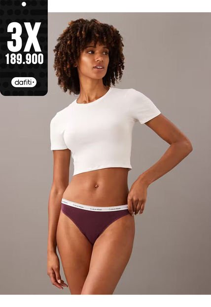 Pantie Vinotinto Bikini Clásicas - Modern Logo Calvin Klein