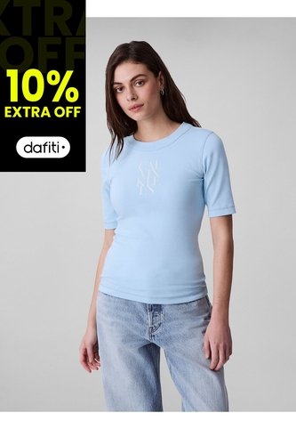 Camiseta Celeste De Algodón Con Logotipo Calvin Klein Calvin Klein