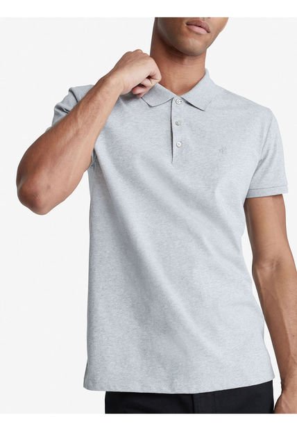 Polo Gris Slim Solid Para Hombre Calvin Klein