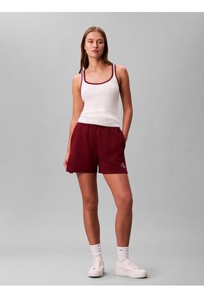 Pantalonetas Rojo De Felpa Francesa Con Logo Monograma Calvin Klein