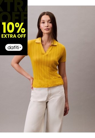Polo Amarillo De Punto Pointelle Calvin Klein Calvin Klein