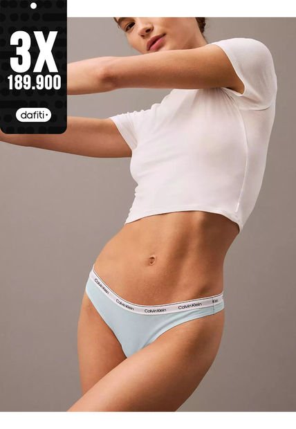 Pantie Tipo Tanga Azul - Modern Logo Calvin Klein