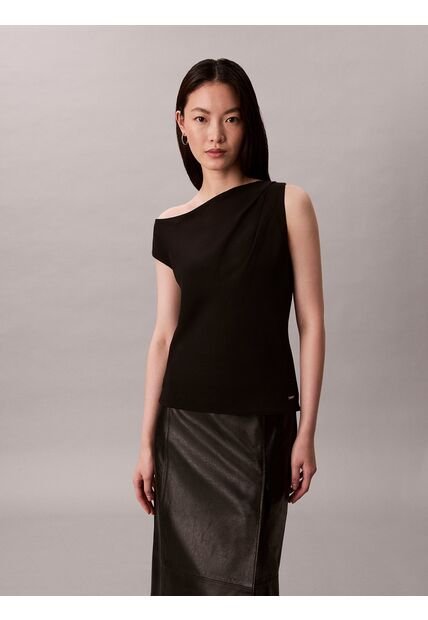 Top Negro Asimétrico De Crepé Calvin Klein
