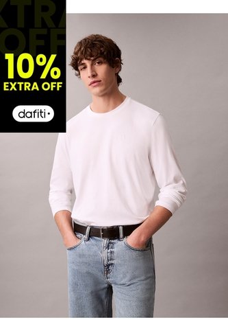Camiseta Blanca Manga Larga De Algodón Supima Interlock Calvin Klein Calvin Klein