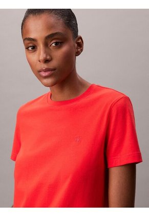 Camiseta Roja De Algodón Con Logo De Archivo Calvin Klein