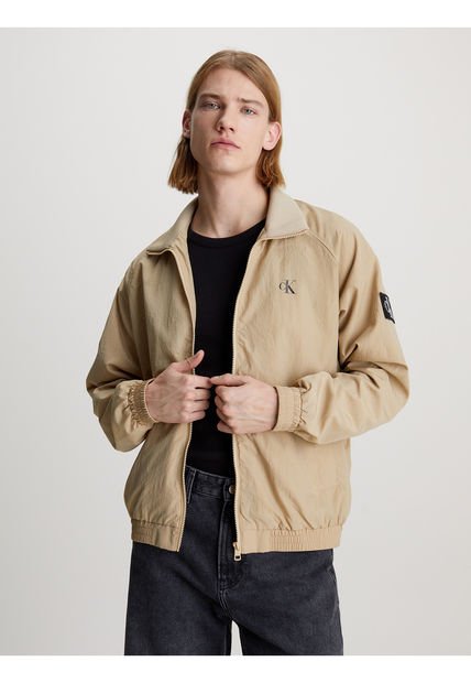 Chaqueta Beige De Nailon Estructurado Para Hombre Calvin Klein