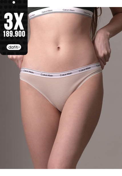 Pantie Beige Tipo Bikini Clásicas - Modern Logo Calvin Klein