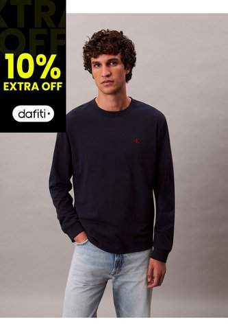 Camiseta Azul De Manga Larga Con Monograma Calvin Klein Calvin Klein