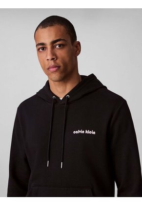 Buzo Negro De Felpa Con Logotipo Bordado Calvin Klein