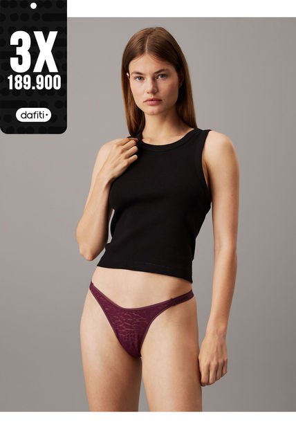 Tanga Vino Tinto De Encaje - Modern Logo With Lace Calvin Klein