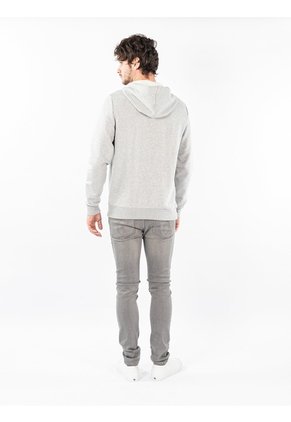 Buzo Gris Con Gorro Y Logo Celeste Calvin Klein