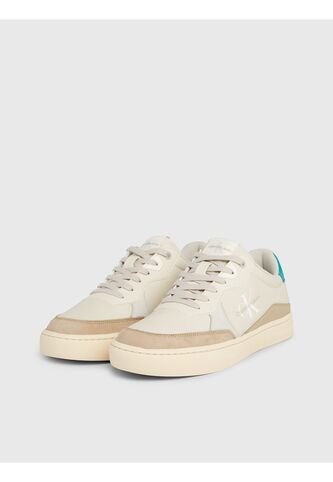 Tenis Beige De Cuero Con Logo Lateral Calvin Klein Calvin Klein