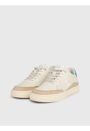 Tenis Beige De Cuero Con Logo Lateral Calvin Klein