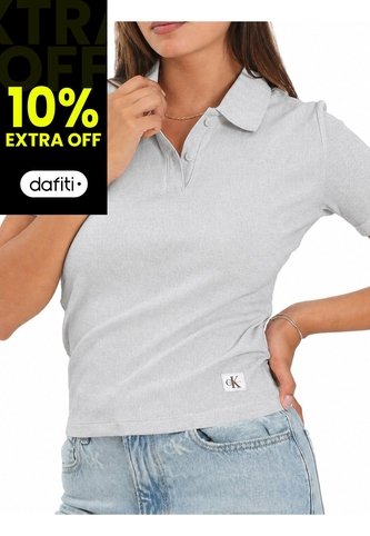 Polo Gris Con Insignia Calvin Klein Calvin Klein