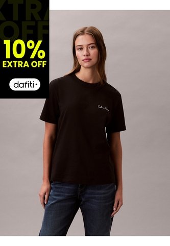 Camiseta Negra Clásica Con Logo Estampado Calvin Klein Calvin Klein