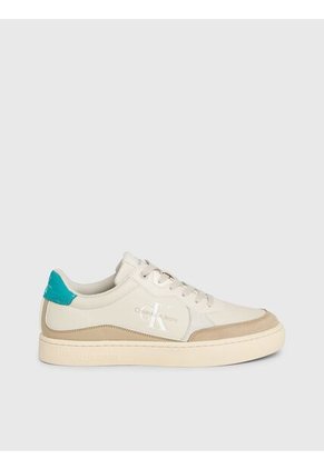 Tenis Beige De Cuero Con Logo Lateral Calvin Klein