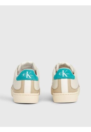 Tenis Beige De Cuero Con Logo Lateral Calvin Klein