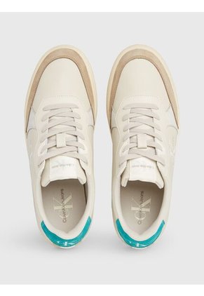 Tenis Beige De Cuero Con Logo Lateral Calvin Klein