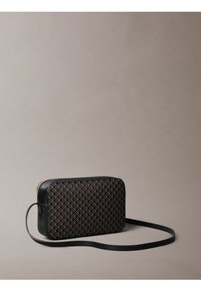 Bolso Negro Cruzado Con Logo Monograma En Todo El Artículo Calvin Klein
