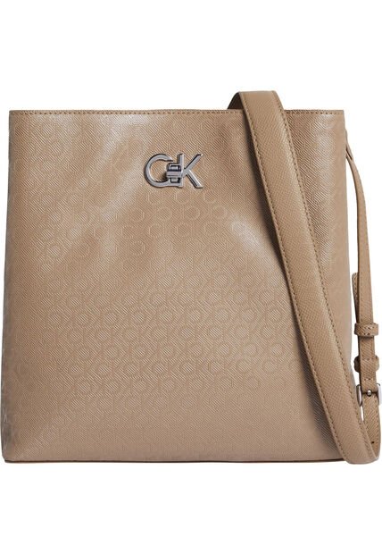 Bolso Beige Convertible Con Monograma Calvin Klein