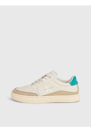 Tenis Beige De Cuero Con Logo Lateral Calvin Klein