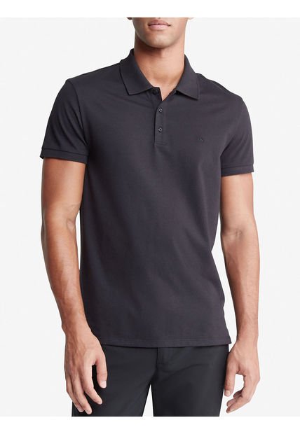 Polo Negra Slim Solid Para Hombre Calvin Klein