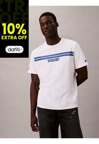 Camiseta Blanca De Rayas Con Logo Calvin Klein Calvin Klein