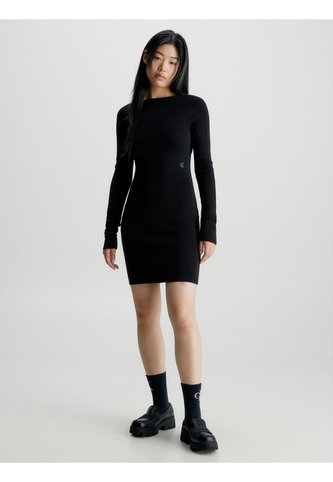 Vestido Con Espalda Abierta De Punto Algodón Mujer Negro Calvin Klein Calvin Klein