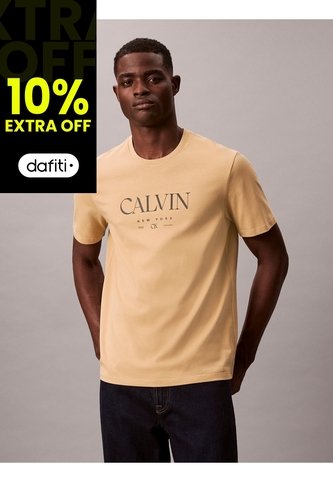 Camiseta Amarilla Con Gráfico De Logo Calvin Klein Calvin Klein