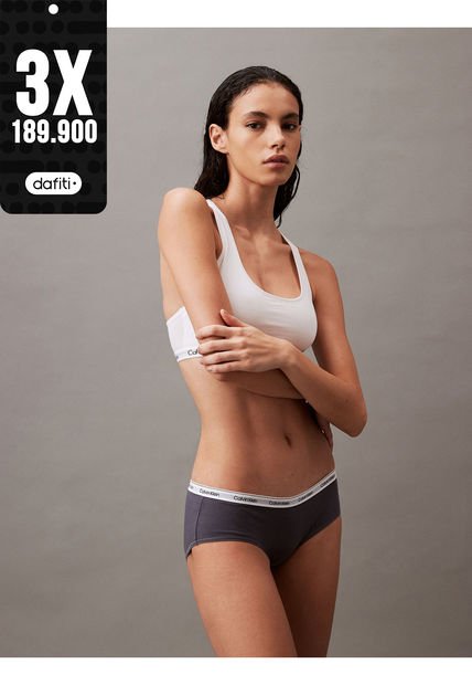 Pantie Azul Tipo Hipster - Modern Logo Calvin Klein