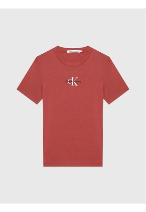 Camiseta Naranja Clasica Slim Con Logo Calvin Klein