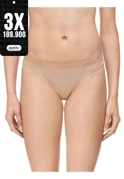 Pantie Modal Tanga Mujer Beige Calvin Klein