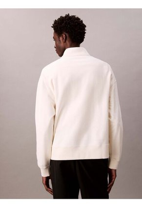 Saco Blanco Con Cremallera 1/4 Y Logo Punto Cadeneta Calvin Klein