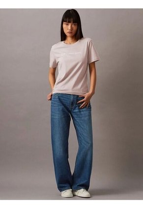 Camiseta Beige Con Logo Calvin Klein