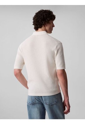 Polo Blanco De Algodón Con Efecto Waffle Calvin Klein