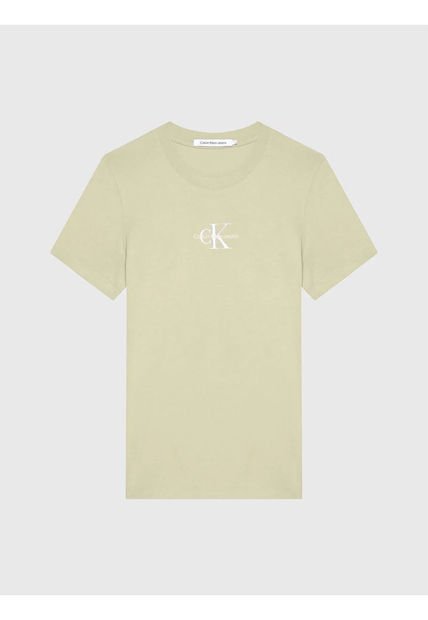 Camiseta Beige Slim Cuello Redondo Para Mujer Calvin Klein